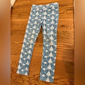Crewcuts Butterfly Print Blue Leggings size 4-5 Years
